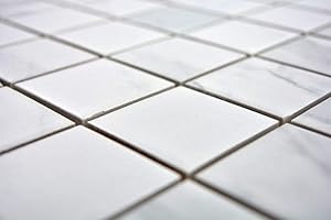 CONWIRE Mosaikfliese Quadrat weiß und carrara Optik Keramikfliese 1 Matte