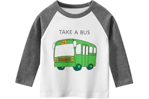DAWILS Boys T-Shirt Long Sleeve for Kids Car Excavator Bus Bulldozer Cotton Sweatshirt Crew Neck Tee Shirt Jumper Tops 2-7 Years