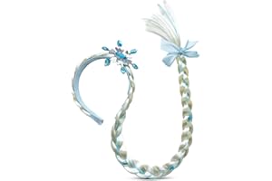 DHISPERARES Parrucche Principessa Intrecciate Lunghe, Cerchietti per Capelli da Principessa per Compleanno, Giochi Ruolo, Feste, Accessorio per Capelli per Ragazze e Bambine