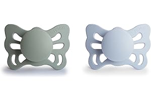 FRIGG Lucky silikonowy smoczek, 2 sztuki, bez BPA, wyprodukowano w Danii, anatomiczny smoczek, Sage / Powder Blue (rozmiar 1 (0-6 miesięcy))
