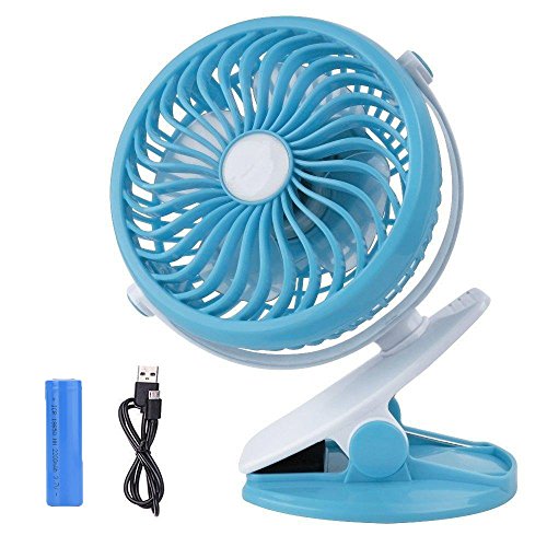 YiYunTEBattery Operated Clip on Fan - 2 in 1 Clip on Fan and Desk Fan with Free Adjustable Head, USB or Battery Powered, Perfect for Baby Stroller, Home, Car and Outdoor（Blue）