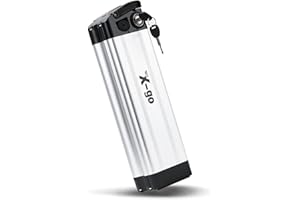 X-go Ebike Battery 36V Li-ion Lithium Battery Silver Fish Replacement 10Ah Lockable Rechargeable for 50W -350W Electric Bike Bicycle (36V 10AH 2 pin)