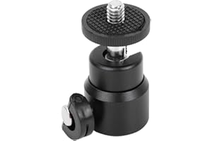 KIKYO Mini rótula, rótula de cámara con rotación de 360 ​​°, Mini rótula de Bola 1/4"Soporte de Montaje con Tornillo para videocámara con cámara DSLR(Black)