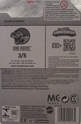 Double Demon Hot Wheels 2016 Dino Riders 1:64 Scale Collectible Die Cast Metal Toy Car Model #3/5 on International Long Card