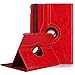 Produktbild 9.7 Zoll Hülle für iPad air,elecfan®Deluxe 360 ° PU Imitation Leather Case Ultra Slim Superleicht Schutzhülle Smart Cover Tasche mit Auto Schlaf / Wach und Standfunktion für Apple iPad Air / iPad 5 (iPad air, Rot)