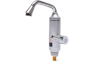 KINHALL Elektrischer Wasserhahn Durchlauferhitzer Elektrisch LED Wasserhahn Sofort Heizung Warmwasser f. Bad u. Küche Design Armatur Bad 220V 3000W