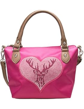 Alpenflüstern Trachten-Handtasche Strass-Hirsch DTA05500025 Damen Umhängetaschen 28x20x13 cm, Pink