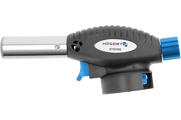 Högert Technology – lödbrännare – gasbrännare för hushållet, gastronomi, fiske, hantverk och bilverkstäder – piezo-tändning – brännare med butan/propan butangas – enkel och säker att använda