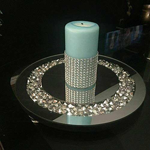 25cm Diamante Mirrored Crystal Candle Plate an Elegant Addition to