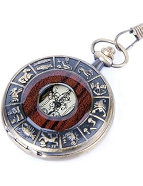 ShoppeWatch Skelett-Taschenuhr Kette mechanischer Handaufzug Vintage Sternzeichen Design Savonette Wert Qualität...