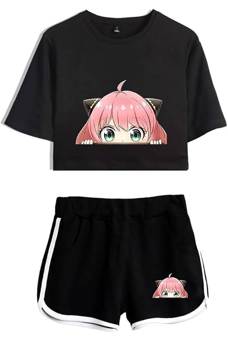 T-Shirt Spy X Family - Imprimé 3D, Manches Courtes, Polyester