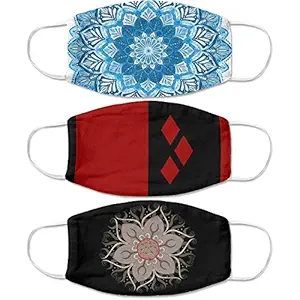 Shocknshop Cotton Multicolor Mandala Printed Reusable And Washable Face Mask - Pack of 3