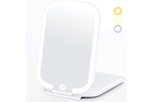BAFUL Makeup Mirror with Light Magnifying Mirror Adjustable and foldable, Travel Illuminated Vanity Mirror, 23 x 17cm, White