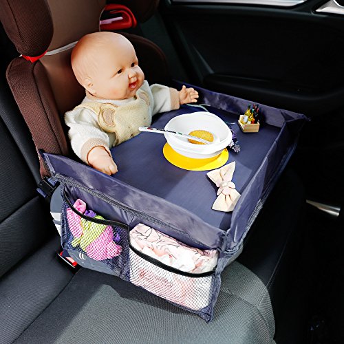 Auto Kinder wasserabweisend Spieltische Reise Esstische fuer Autositze dunkelblau/rosa/lila - 2