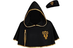 FORTUNEHOUSE Men's Black Cosplay Costume Cloak Robe Cape Hooded Cloak