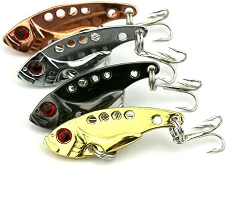 Veapup 4 PCS 4cm/7g Metal Sequins lot Metal VIB Hard Fishing Lure Sea Fishing Triangle Hook Tackle Accessories Lures Bionic Wobbler Fishing Tackle (Set)