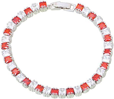 Royal Red Garnet Jewelry for Women Silver Charm Bracelets Party Gift TBS1078