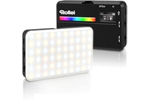 Rollei LUX Compact RGB Kamera Licht, Led Dauerlicht mit 360 Farben und 13 Lichteffekten, Kompackte LED Fotolicht 125g 98 CRI/TLCI mit Integrierter Akku, Fotolicht-Dauerlicht-Fotografie-Kamera-Licht