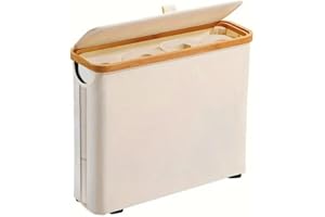 LECREATEKIT Cesta de almacenamiento para rollo de papel higiénico, soporte para caja de almacenamiento de baño con tapa, caja de almacenamiento de rollo de papel higiénico, organizador elegante para un baño