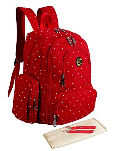 Abonnyc Nappy Changing Backpack Baby Changing bags Large Capacity Baby Bag Backpack (Red)