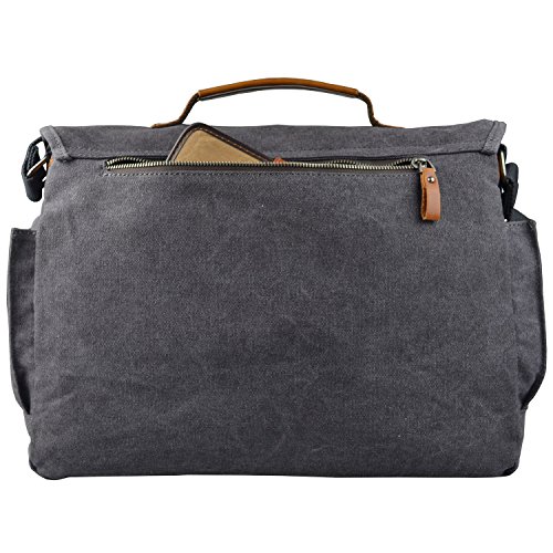 Estarer Umhängetasche / Laptoptasche 15.6 Zoll für Arbeit Uni aus Canvas Grau Updated - 6