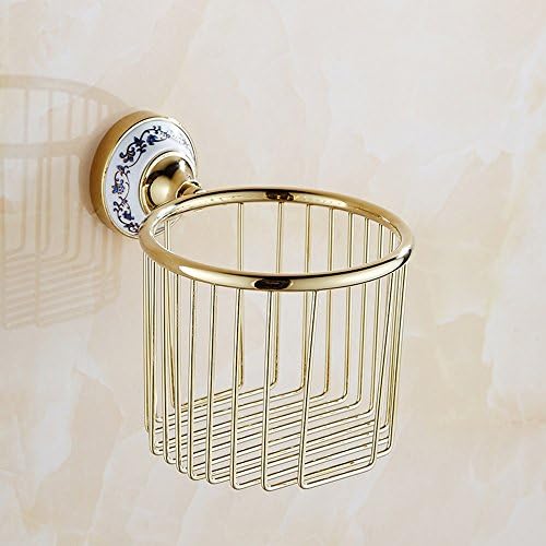Pointth Wall Mounted Antique Stainless Steel Toilet Paper Holder Paper Basket Bathroom Cosmetic Storage Net Tissue Paper Basket Tissue Paper Organizer Rack