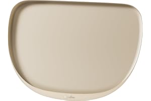 DownyPaws Tappetino Ciotole per Cani e Gatti Impermeabile, Tappetino Sottociotola da Cane in Silicone Senza BPA, Antiscivolo Tappetino Cibo Gatto, Tappeto con Bordo Alto Rialzato, 45 x 32cm, Beige