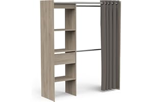 DEMEYERE Portant à Vêtements en Bois de Chêne CHICAGO - Dressing Extensible - Fabriqué en France – Pratique et Fonctionnel (168,2 cm x 50 cm x 187 cm)