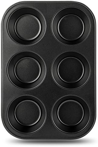 Auxcuiso Muffin Tin Nonstick 6-Cups Heat Resistan Black