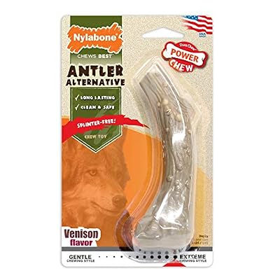Nylabone Nylabone, Alternative Au Bois, Jouet À Mcher Qui Ne Laisse Aucun Dégt Et Qui N'a Aucune Écharde, En Forme De Bois De Cerf, Arôme Gibier, Pour Les Chiens De Moyenne Taille (Jusqu'à 16 Kg), Chiens À Mchouillage Puissant/Extrême Pour Chien Al…
