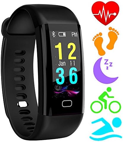 HOMORE Fitness Trackers, Color Screen Heart Rate Monitor Activity Tracker Bluetooth Pedometer,IP68 Waterproof Smart Bracelet Wristband with Sleep Monitor,Alarm,Step Tracker for iOS &amp; Android