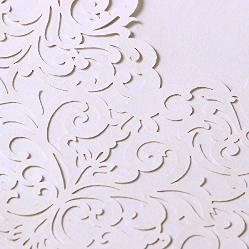 ROSENICE 10Pcs Hochzeit Einladungskarten – aushöhlen dekoratives Muster (weiß) - 3