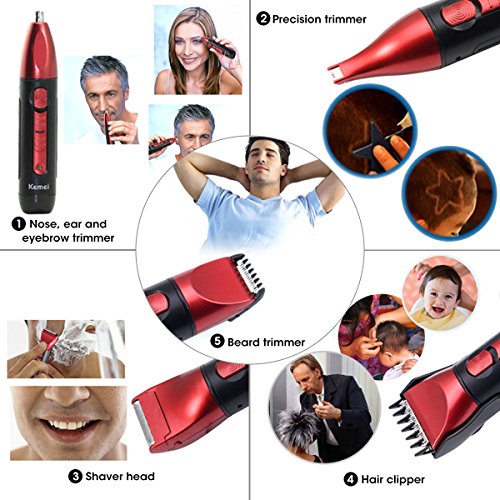 Herrenrasierer, LuckyFine 5In1 Haarschneider Rasierer Nasen-Ohr-Bartschneider Trimmer Schere Adapter Ladegeräthalter Vatertag geschenke - 5