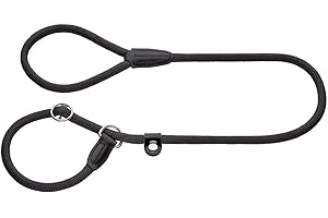 HUNTER Retriever-Hundeleine FREESTYLE, Farbe: schwarz, integrierte Halsung, stufenlos verstellbar, witterungsbeständig, pflegeleicht, griffig, robustes Tau mit Ledertipps, Größe: 08/120