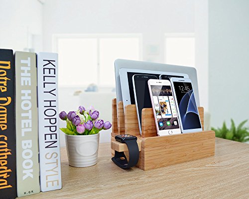 [Neue Stil] iCozzier Bambus Watch Ständer universal multifunktionelle Ladestation und Kabel Organizer Docking Station Ladestation für Apple- Watch, iPhone, iPad, MacBook Air, Samsung Note, Nexus, Samsung Tab, Smartphones, Tablets & Laptops - 7