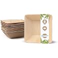 BIOZOYG - 25 Platos Desechables De Hoja De Palma 23x23 Cm - Platos Compostables Naturales Para Fiestas, Vajilla Sostenible Cuadrada