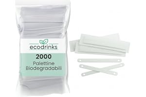 ecodrinks - 2000 Palette Caffè Biodegradabili - Imbustate Singolarmente, Resistenti ad Alte Temperature - Ideali per Bar, Uso Domestico o Professionale - Per Espresso, Cappuccino, Tè - 8cm
