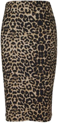 WOMENS LADIES BODYCON STRETCH MIDI PENCIL SKIRT 8-14 FREE POST (M / L 12-14, Brown Tiger)