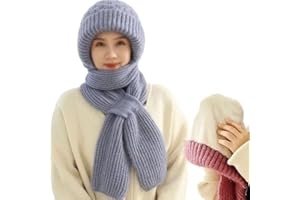 YYCFB Integrated Ear Protection Windproof Cap Scarf Women Balaclava Hood Scarf Hat Knitted Winter Warm Knitted Hat Scarf