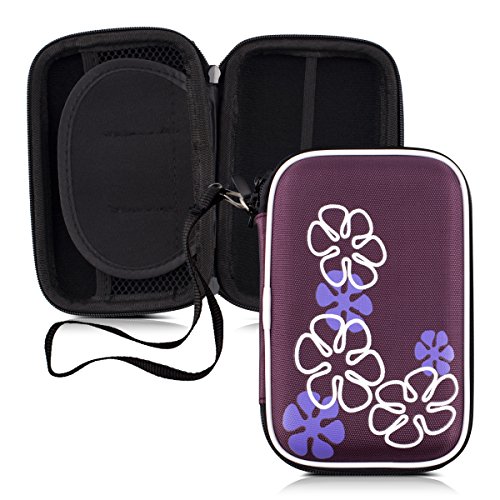 kwmobile Hardcase Tasche Hülle für externe Festplatten (2,5") mit Gänseblümchen Abstrakt Design - Schutzhülle in Weiß Violett