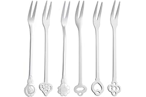 COYUN 6 Piezas Tenedores de Frutas de Acero Inoxidable Aperitivo Ensalada Postre Tenedores, Cocina Vajilla Pequeños Pastel Tenedores para Fiesta Buffet Catering, Plata