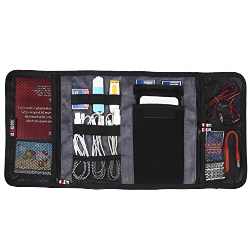 BUBM Neue Wrap Universaltasche Reisetasche für Elektronikzubehöre Elektronik Organizer wie iphone 6S, 4 Flächer, Dunkelblau - 2