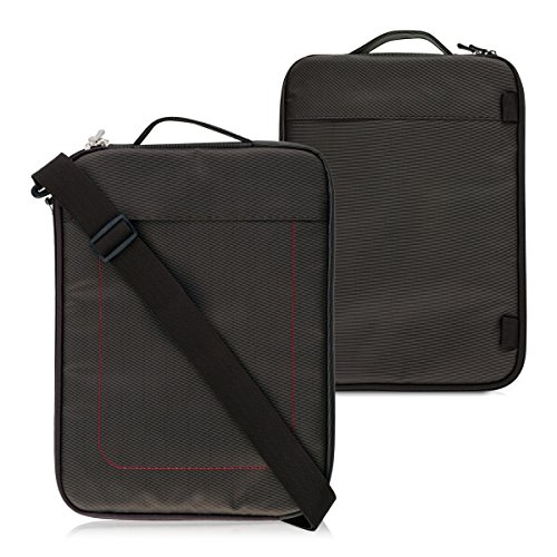 kwmobile Umhängetasche für 12,5" 13" 13,3" Laptop / Ultrabook - Laptoptasche aus Nylon mit Reißverschluss und Tragegurt in Dunkelgrau - z.B. geeignet für Apple, Samsung, Lenovo, Asus, Huawei