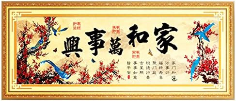 DOMEI 3D Stamped Cross Stitch Kit, Chinese words and Red Plum, 59.8 x 21.3inches