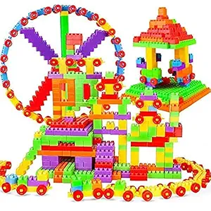 AEXONIZ TOYS Plastic Building Blocks Game Toy Set for 3-8 Years Old Kids Boys & Girls,Random Color,200+ Piece (New Building Block Toys)