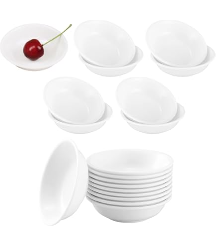 Nizirioo Dip schaaltjes, sausschaaltjes, ronde dipschaaltjes, 12-delige set, dipkommen, dessertkommen, 9 x 2,2 cm, witte sushi-schaaltjes voor snack, sushi, sojasaus, sauzen, bijgerechten en vruchten