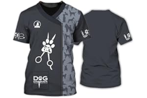KEEPMORE Pet Groomer Camicia Uomo Donna Animale Cane Groomer 3D Stampato T-Shirt Unisex Grooming Uniforme Manica Corta Top Moda Estiva O Collo Abbigliamento da Lavoro Tees
