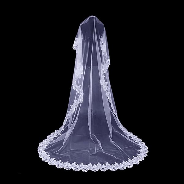 Teegxddy Velo Sposa In Tulle - 1.5x1m, Elegante Con Applicazioni Floreali, Per Matrimonio E Addio Al Nubilato - Foto 8