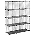 Produktbild SONGMICS Songics ULPI34H 12 Metalldraht Cube Storage Organizer, modulares Bücherregal, DIY Schrank Regal mit Gummihammer, 91,4 x 31,9 cm (L x B x H), Schwarz