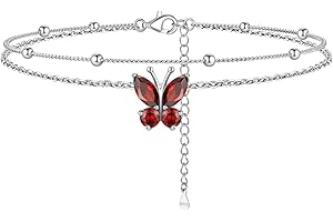 Bestyle Ankle Bracelets For Women 925 Sterling Silver, Butterfly Chain Anklets Beach Jewellery
